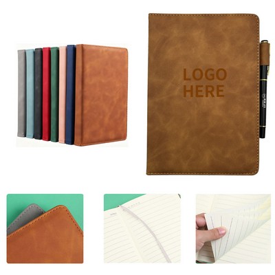 A5 Premium Leather Notebook with Pen