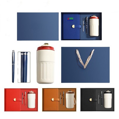 A5 Leather Notebook Set with Thermos and Executive Pen