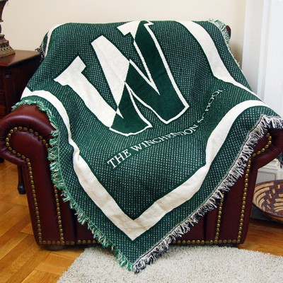Custom 2-Layer CottonWeave™ Throw Blanket, USA-made. Size XL (52"x 72")