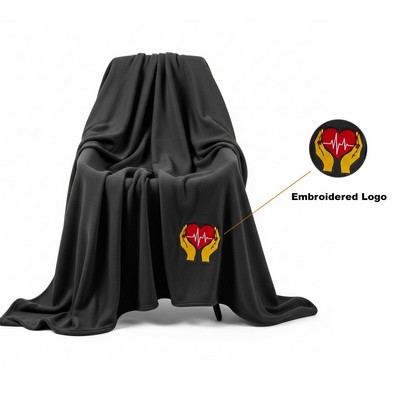 Embroidered Cozy Fleece Blanket (Ocean)