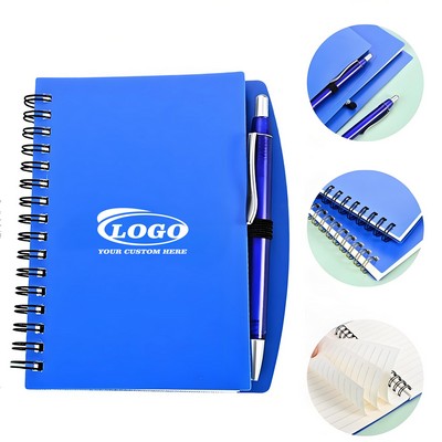 Hardcover Spiral Notebook w/ Matching Ballpoint Pen