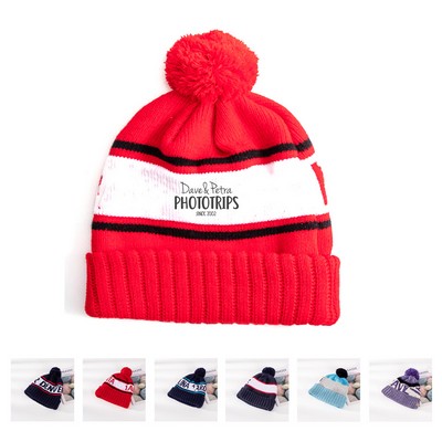Winter Knitted Beanie with Pom