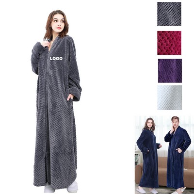 Unisex Long Zippered Sleepwear Robe